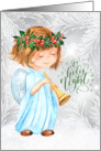 Christmas Angel Girl O Holy Night and Silver Pines card