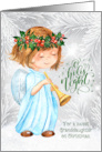 for Granddaughter Christmas Angel Girl and Silver Pines card