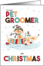 for Pet Groomer on Christmas Wiener Dog and Cat card
