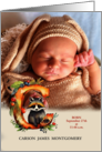 Letter C Birth Announcement Woodland Boho with Baby Photo card