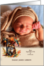 Letter I Birth Announcement Woodland Tribal with Photo card