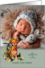 Letter L Birth Announcement Wildlife Theme with Custom Photo card