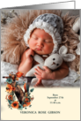 Letter V Birth Announcement Woodland Boho Theme Photo card