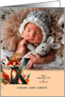 Letter X Pink Birth Announcement Woodland Boho Theme Photo card