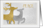 Peace Reindeer Christmas Faux Gold and Silver Glitter card