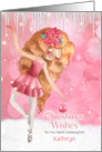 for Goddaughter Pink Christmas Ballerina Dancer Theme card