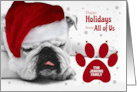 From All of U Sleeping Bulldog in a Santa Hat Custom card