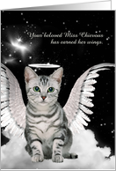 Custom Pet Sympathy Loss of a Cat Gray Tabby Angel Cat card