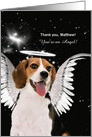 Thank You You’re an Angel Beagle Dog with Custom Name card