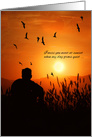 Missing You Male Silhouette Sunset Mountain Scenic card