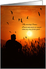 for Fiance Missing You Male Silhouette Sunset Mountain Scenic card
