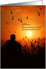 Missing You Male Silhouette Sunset Mountain Scenic Custom card