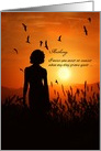 Missing You Female Silhouette Sunset Mountain Scenic Custom card