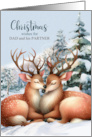 for Dad and His Partner on Christmas Kissing Reindeer card