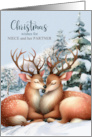 for Niece and Her Partner on Christmas Kissing Female Reindeer card