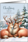 for Son and Daughter in Law on Christmas Kissing Reindeer card