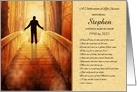 Male Celebration of Life Service Invitation Golden Bridge Custom card