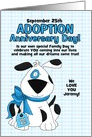 for Adopted Son on Adoption Day Anniversary Blue Dog card