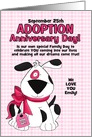 for Adopted Daughter on Adoption Day Anniversary Pink Dog card