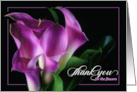 Thank You for the Flowers Sympathy Calla Lillies in Purple card