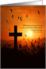 Thank You Prayer Sunset Cross in Summer Grasses Blank card