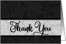 Business Thank You in Classic Black and Silver Damask card