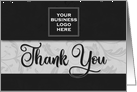 Business Thank You Square LOGO in Classic Black Damask card