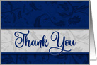 Business Thank You in Blue and Silver Damask card