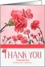 Custom Flower Girl Thank You Pink Carnations with Butterflies card