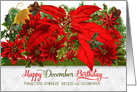 December Birthday Poinsettias with Winter Greenery card