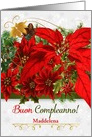 Custom Italian Birthday Poinsettias for December card
