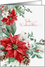 German Language Christmas Poinsettias Frohe Weihnachten card