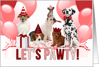 Cute Pack of Birthday Dogs in Red and White Party Invitation card