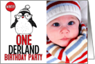 Winter ONEderland 1st Birthday Party Photo Invitation Pink card