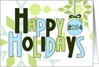 2024 Green and Blue Custom Happy Holidays Word Art card