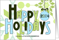 Business Holidays Modern Snowflake 2024 Custom card