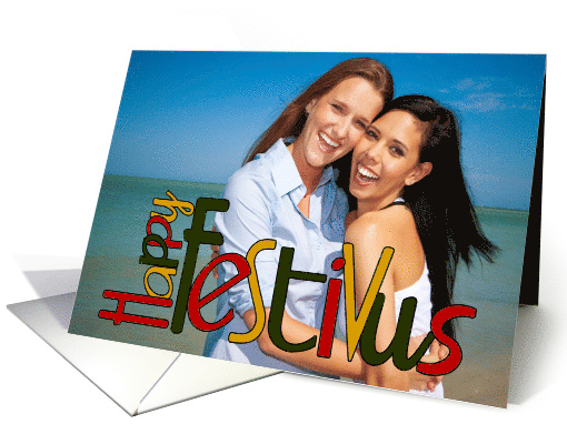 Happy Festivus Red Green and Golden Yellow Custom Photo card (1004609)