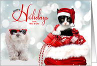 Happy Holidays from the Cat and the Dog Custom card