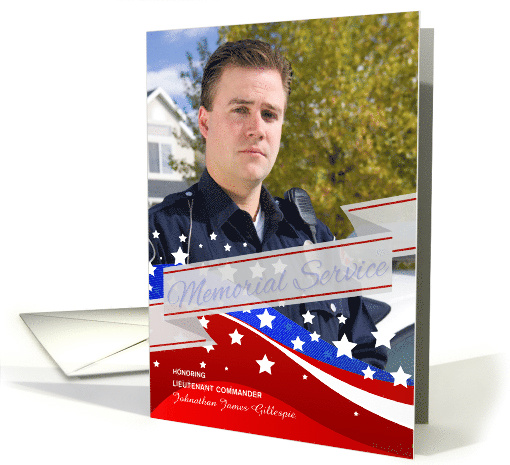 Military Memorial Service Photo Invitation Stars and Stripes card