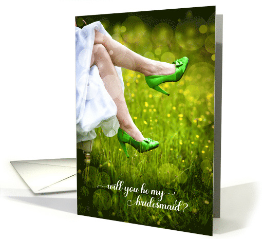 Will You Be My Bridesmaid Green Wedding Shoes card (1011287)