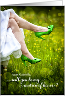 Aunt Matron of Honor Request Green Wedding Shoes Custom card