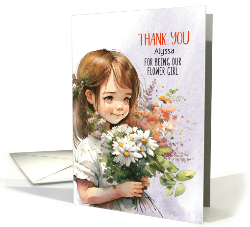 Flower Thank You Girl with Daisy Bouquet and Name card (1011949)