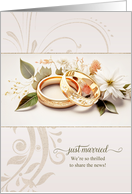 Just Married Announcement Golden Wedding Bands card