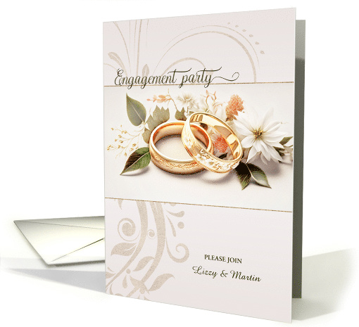 Engagement Party Invitation Golden Wedding Bands Custom card (1012643)