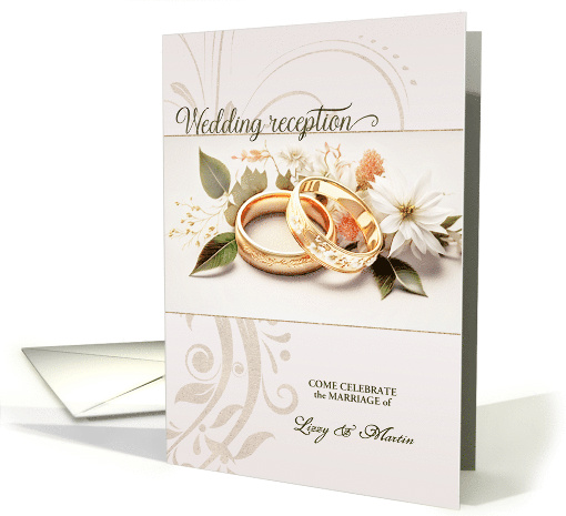 Wedding Reception Party Invitation Golden Wedding Bands card (1012657)