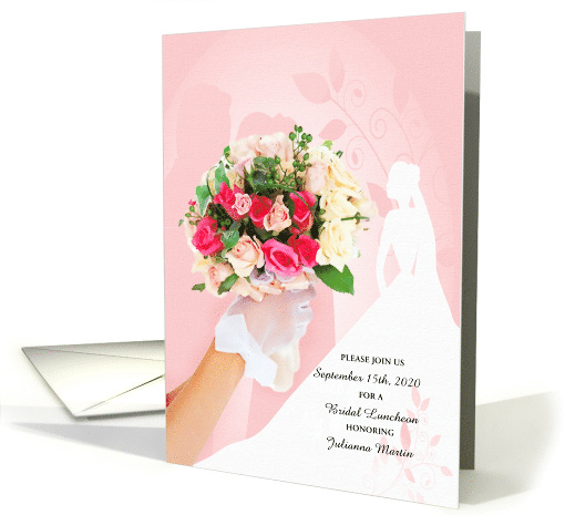 Bridal Luncheon Invitation Pink Rose Bridal Bouquet card (1012907)