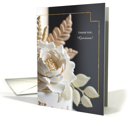 Thank You for being Our Cake Cutter Wedding Cake on Gray card