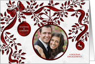 Holiday Engagment Photo Announcement Red and White card