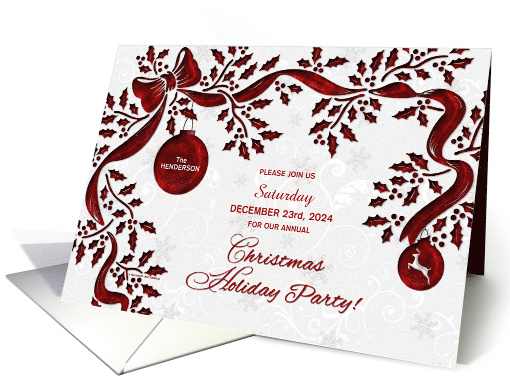 Christmas Holiday Party Invitation Red and White card (1013649)