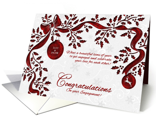 Holiday Engagement Congratulations in Red & White card (1014055)